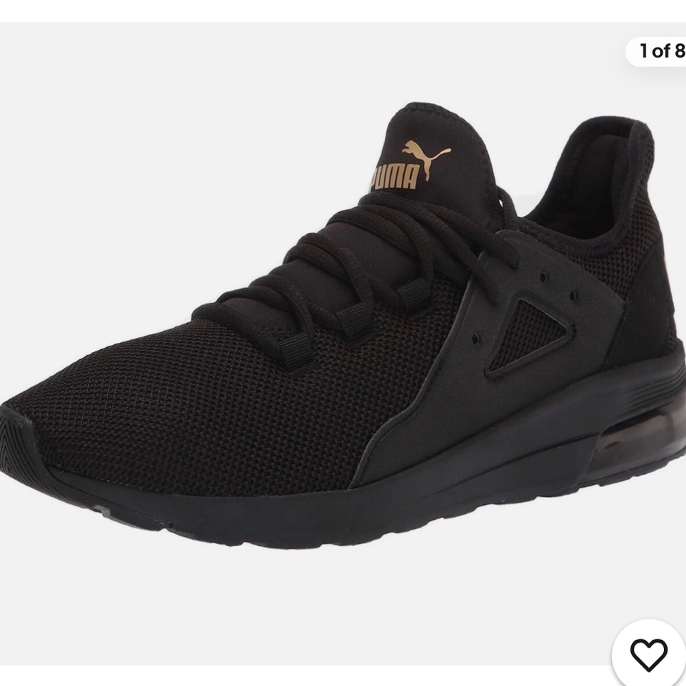 Puma Electron Black Mesh Sneakers with Gold Accents